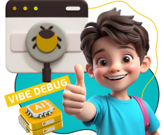 Тестирование & Vibe Debug. Охотники за багами - КИБЕРшкола программирования для детей, компьютерные курсы для школьников, начинающих и подростков - KIBERone г. Новокуйбышевск