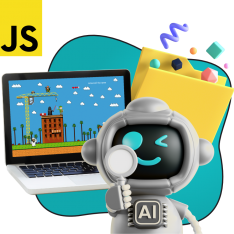 Язык программирования JavaScript + AI. Проектное обучение + геймификация + AI-помощники - КИБЕРшкола программирования для детей, компьютерные курсы для школьников, начинающих и подростков - KIBERone г. Новокуйбышевск